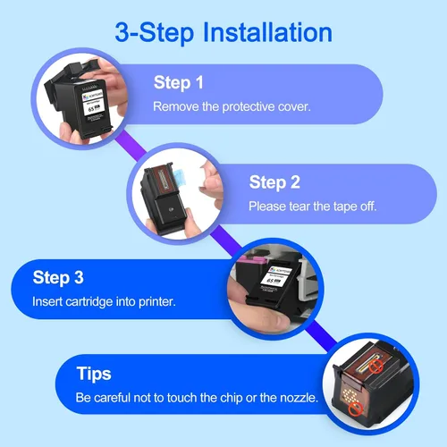 Miniatura 6 de Cartucho de tinta remanufacturado de alto rendimiento compatible con impresora HP 65XL 65 XL 65BXL N9K04AN Envy 5052 5055 5058 Deskjet 2624 2652