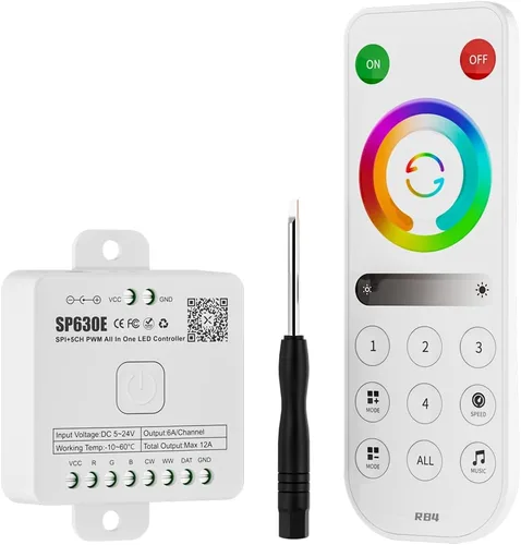 Miniatura 11 de BTF-LIGHTING RB3 2.4G Mando a distancia inalámbrico táctil RF para tira de luces LED RGB RGBW de persecución SPI, control de 4 zonas compatible