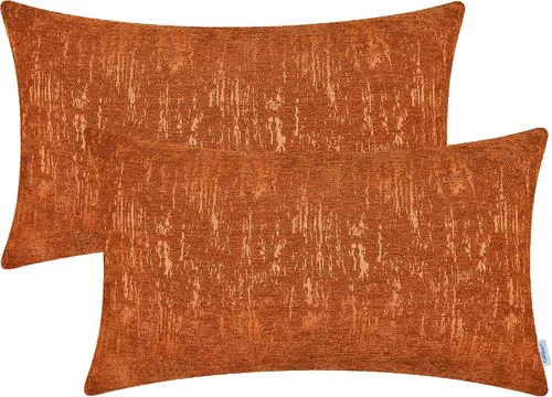 Miniatura 33 de CaliTime Juego de 2 fundas de cojín de felpilla súper suaves teñidas de mármol jacquard para sofá, decoración de casa rural, 18 x 18 pulgadas