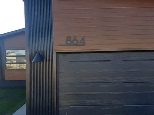 Miniatura 6 de Números de casa modernos - Negro con acrílico negro - Dirección contemporánea del hogar - Placa de letrero subrayado - Número de puerta
