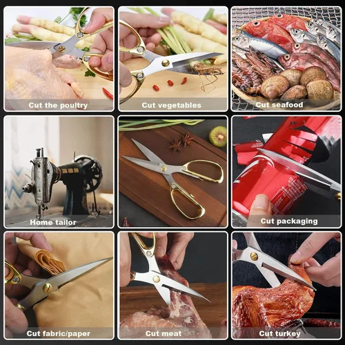 Miniatura 4 de Tijeras de Cocina de Acero Inoxidable de Servicio Pesado - Paquete de 2 Tijeras Multiusos para Alimentos, Tijeras para Aves y Carne