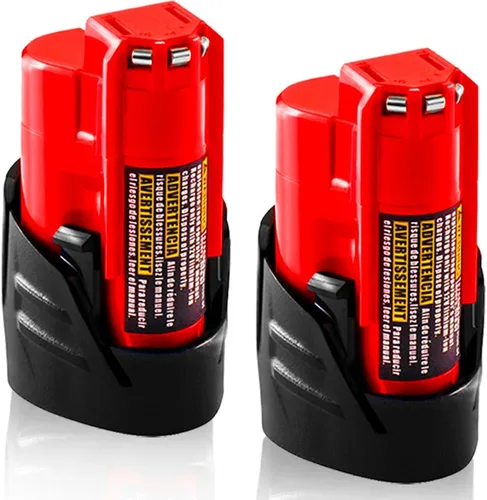 【Actualización】Paquete de 2 baterías de iones de litio Milwaukee M12 de 12 V, compatibles con herramientas Milwaukee de 12 V/chaqueta térmica
