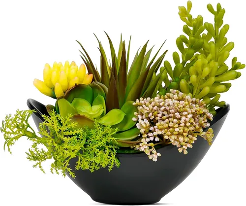 Plantas suculentas artificiales, plantas falsas en maceta, suculentas artificiales de 7.2 pulgadas, plantas artificiales y vegetación para jardín,