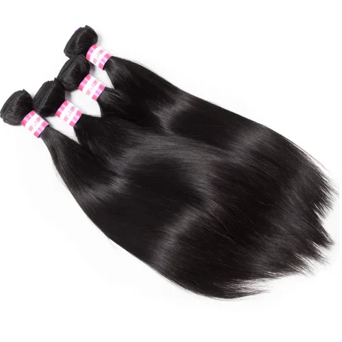 Miniatura 3 de Cynosure - Extensiones de pelo brasileño liso, 3 paquetes, grado 8a, sin procesar, color negro natural, 3 paquete, Negro natural