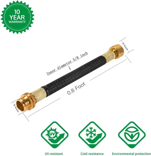 Miniatura 2 de persevere Extensión de manguera de jardín de 0.8 pies, adaptador de manguera de agua flexible, manguera de conector corto con tubo espiral integrado