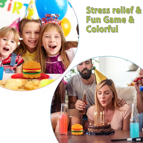 Miniatura 4 de Anboor Juguete Pop Fidget, Juguete Sensorial de Silicona 3D con Burbujas de Hamburguesa para Apretar, Bola de Estrés Anti-Ansiedad, Juguetes