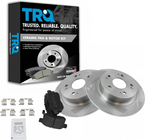 Miniatura 131 de TRQ Juego de pastillas de freno semimetálicas traseras y rotores compatibles con Chevrolet Trailblazer 02-06 Trailblazer EXT 04-06 SSR 02-07 GMC
