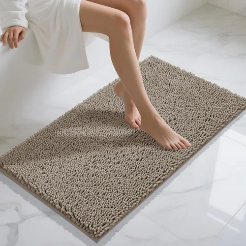 Miniatura 96 de Yimobra Alfombras lavables para baño, alfombra de baño de chenilla súper suave y absorbente para piso y alfombra, alfombra antideslizante de secado