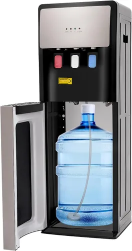 Dispensador de enfriador de agua de carga inferior para botellas de 3 o 5 galones, 3 ajustes de temperatura, agua caliente, fría y habitación,