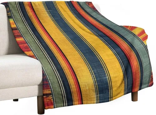 Miniatura 25 de Manta bohemia mexicana retro a rayas multicolor, manta bohemia étnica cálida de 30 x 40 pulgadas, suave manta de felpa mullida y acogedora manta