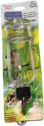 Lixit Botellas de agua planas a prueba de mordidas para conejos, hurones, ratas, pájaros, hámsters, cobayas, jerbos de chinchillas y otros animales
