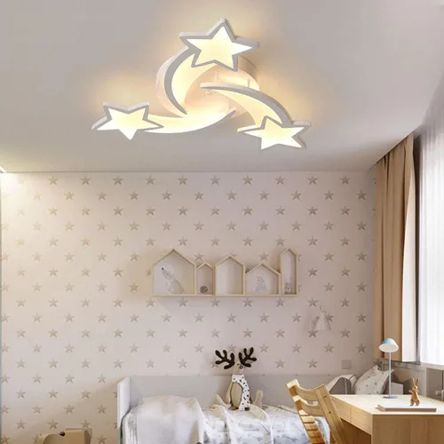 Miniatura 4 de Lámpara de techo LED moderna, lámpara de techo empotrada en forma de estrella de 45 W, 3 cabezales, control remoto regulable cerca de lámparas