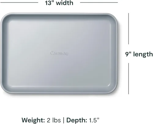 Miniatura 3 de Caraway Bandeja pequeña de cerámica antiadherente para hornear (9 x 13 pulgadas), no tóxica, sin PTFE ni PFOA, apta para horno, núcleo de acero Crema