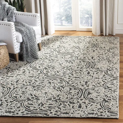 Miniatura 29 de SAFAVIEH Trace Collection - Alfombra decorativa de 2 x 3 pies, color marfil, lana hecha a mano, ideal para zonas de alto tráfico en entrada, sala