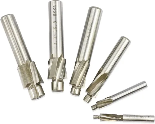Miniatura 6 de Broca de taladro HSS de 4 flautas para fresado de molino de extremo de avellanado para perforación de madera/metal, M14.4x24x12x80