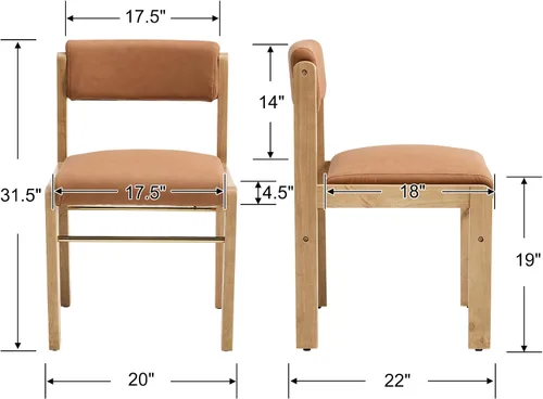 Miniatura 4 de CIMOTA Juego de 2 sillas de comedor de piel sintética, modernas sillas de comedor tapizadas de mediados de siglo con marco de madera/respaldo