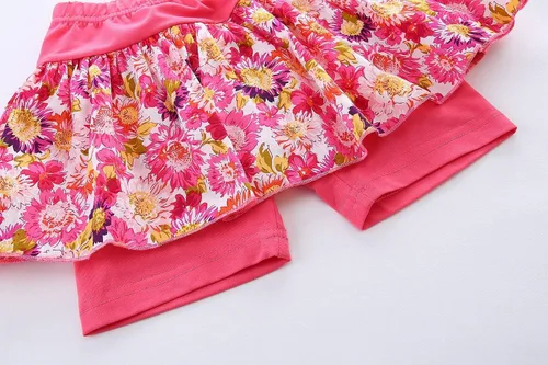 Miniatura 18 de LittleSpring Conjunto de verano para niñas con camiseta sin mangas y pantalones cortos florales