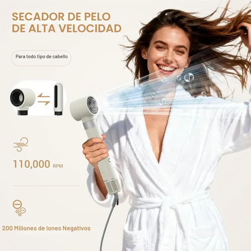 Miniatura 3 de Estilizador de cabello 6 en 1, secador de pelo iónico de alta velocidad con rizadores de envoltura automática, cepillo ovalado y voluminizador, sin