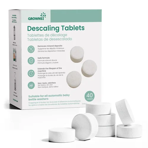 GROWNSY Tabletas descalcificadoras para lavadoras de botellas, 40 tabletas descalcificadoras para eliminar la acumulación de cal y mineral,