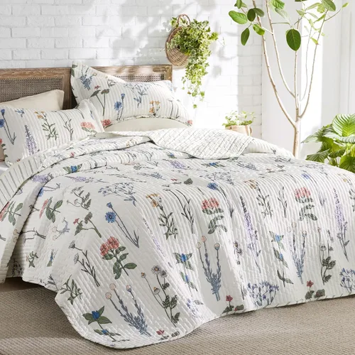 Miniatura 12 de Bedsure - Colcha floral tamaño Queen, ropa de cama reversible con estampado botánico de flores primaverales, colcha ligera, colcha de microfibra 02