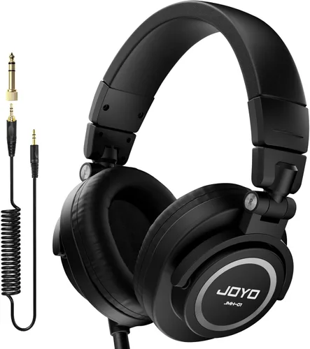 Miniatura 7 de JOYO Auriculares de estudio para grabación, cancelación de ruido sobre la oreja, para guitarra, teléfono celular, mezclador, amplificador, podcast