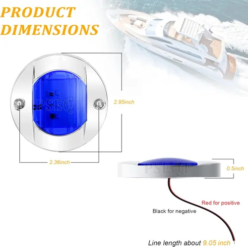 Miniatura 6 de PSEQT 4 piezas de 7,6 cm Luces LED azul marino para cubierta de barco y luz de ancla de popa - Luces impermeables de 12V para pesca nocturna