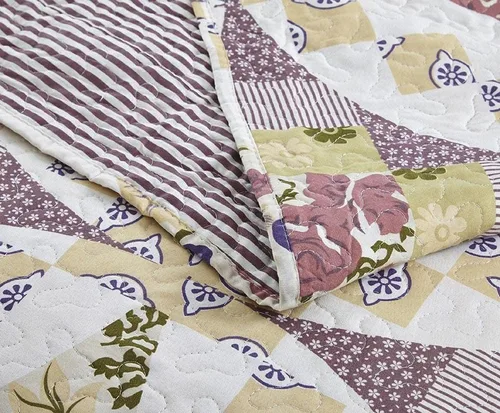 Miniatura 5 de DaDa Bedding Cottage - Juego de colcha floral rosa malva – Colcha acolchada reversible ligera transpirable con fundas de almohada – Jardín