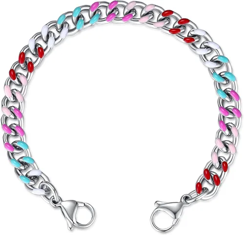 Miniatura 13 de LinnaLove Cadena intercambiable de acero inoxidable para pulseras de identificación de alerta médica para mujeres y hombres, No es una piedra