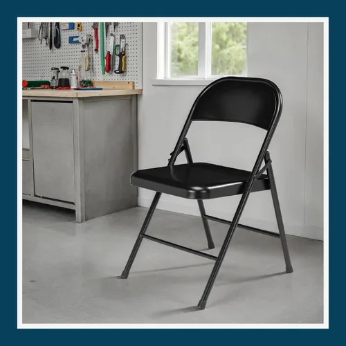 Miniatura 13 de OEF Furnishings OEF900 Series - Sillas plegables de acero ligeras prémium (paquete de 4, negro)