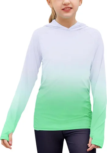 Miniatura 9 de Zaclotre - Sudadera con capucha para niños, con protección solar UPF 50+, de secado rápido, para niñas, con agujeros para los pulgares