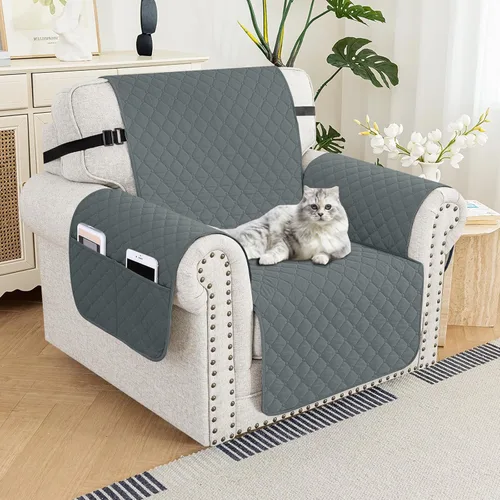 Miniatura 37 de XINEAGE Funda para Loveseat Reclinable Resistente al Agua, Fundas para Loveseat Reclinable de 2 Asientos con Bolsillos, Funda Protectora para Café