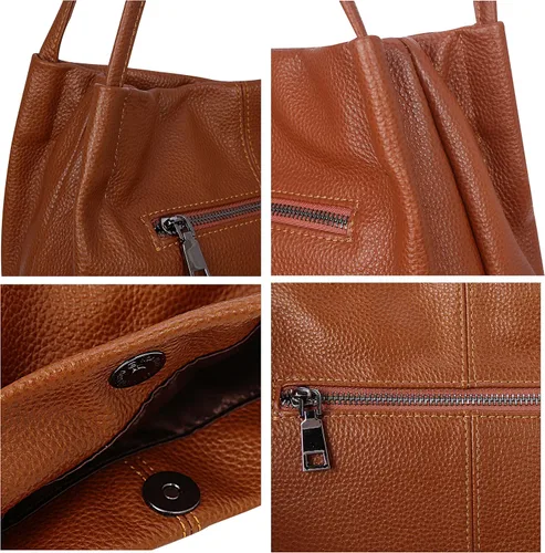 Miniatura 48 de Iswee - Bolsos de cuero genuino, diseño de hombro Hobo, bolsos para mujer