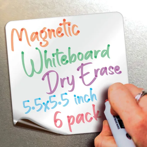 Miniatura 9 de iSYFIX Notas magnéticas de pizarra blanca de borrado en seco, 5.5 x 3.5 pulgadas, paquete de 6, rectangular, pizarra blanca magnética decorativa