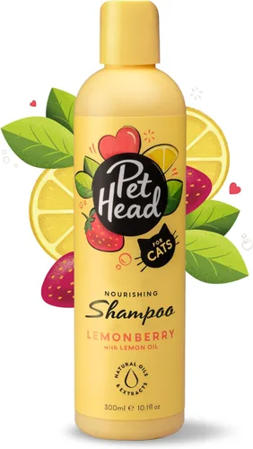 Pet Head Felin' Good Cat Shampoo | Aroma afrutado | Champú para gatos malolientes | Nutritivo y desodorante | Vegano | Seguro para Lick | Fórmula