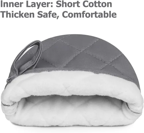 Miniatura 4 de Guantes cortos para horno, resistentes al calor, 500 °F, guantes de cocina con agarre de silicona, antideslizantes para hornear, parrilla, barbacoa