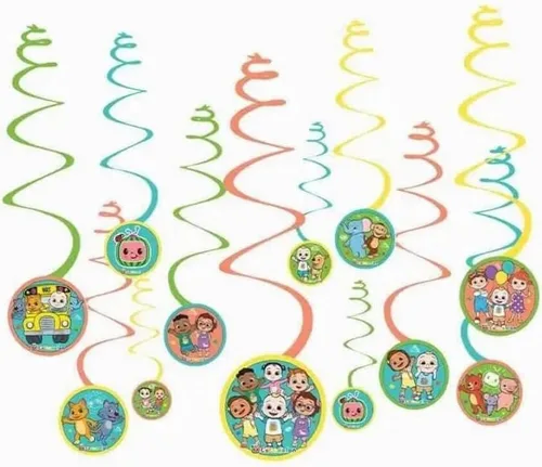 Decoraciones en espiral, 5 pulgadas (12 unidades), cartulina multicolor y papel de aluminio, decoraciones colgantes para cumpleaños de niños y