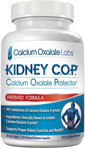 Kidney COP - Protector de oxalato de calcio 120 cápsulas, soporte renal patentado para cristales de oxalato de calcio, ayuda a detener la