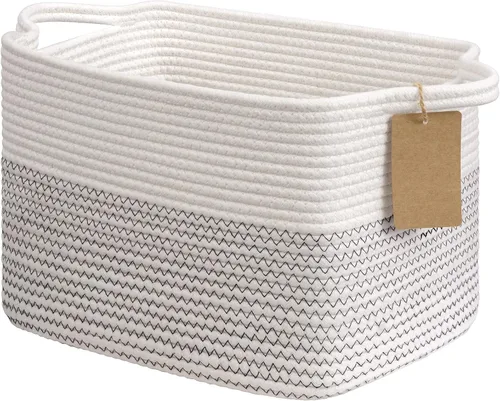 Miniatura 10 de Goodpick Cesta de Almacenamiento Negra para Estantes, Cestas Tejidas para Almacenamiento, Cestas de Almacenamiento de Juguetes para Niños, Cesta