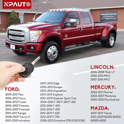 Miniatura 2 de Llavero de repuesto para Ford F150 F-150 F250 F350 2004-2016, Explorer 2001-2015, Edge Escape Ranger Fusion Econoline Mercury Flex 2009-2017, llaves