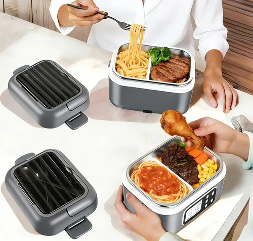 Miniatura 7 de Lonchera eléctrica inalámbrica de 27000 mAh, calentador de alimentos portátil recargable de 100 W para adultos, trabajo, viajes, automóvil, funciona