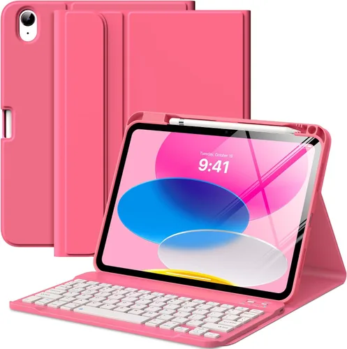 MoKo Funda para iPad (A16) de 11ª generación con teclado de 11 pulgadas 2025, iPad de 10ª generación de 10.9 pulgadas con soporte para lápices,