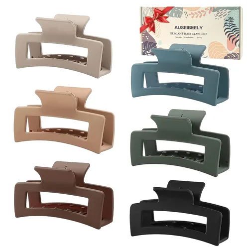 Miniatura 13 de Auseibeely 6 pinzas para el cabello a cuadros para mujer, 3.35 pulgadas, pinzas cuadradas medianas para cabello fino, bonitos accesorios