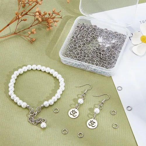 Miniatura 2 de UNICRAFTALE 300 anillos de salto abiertos de acero inoxidable 304 de 0.236 pulgadas, anillos redondos trenzados para hacer joyas, manualidades