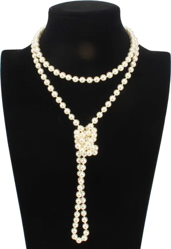 Miniatura 3 de Flapper Pearls 1920s Collar con perlas de imitación Colgantes de Perlas largos para Bisutería de 55
