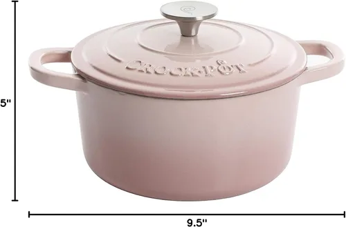 Miniatura 6 de Crock Pot Artisan - Horno holandés redondo de hierro fundido esmaltado de 5 cuartos de galón, color rosa rubor