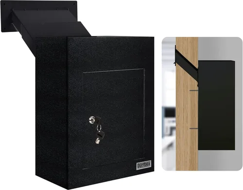 Miniatura 11 de Durabox Caja Fuerte de Depósito con Buzón de 10 x 4 x 16 pulgadas, Acero Resistente con Perfil Delgado, Buzón de Pared con Amplia Ranura de Depósito