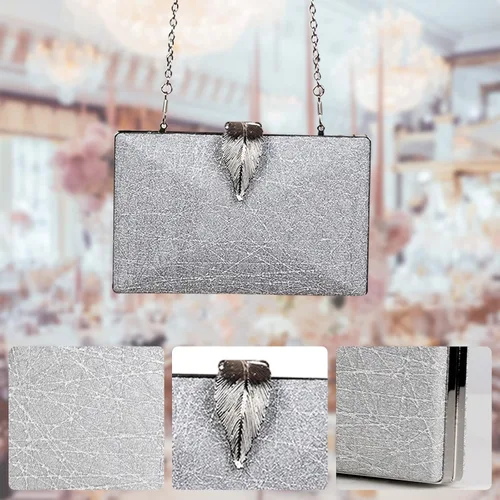 Miniatura 5 de Monederos pequeños para mujer, bolso de noche con cierre abatible estilo hoja, bolso de boda nupcial