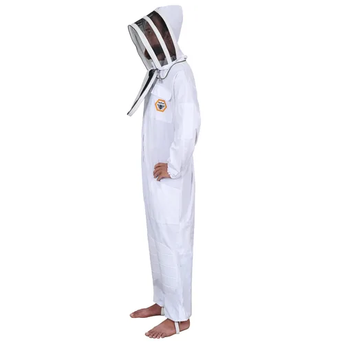 Miniatura 2 de Traje de abeja de algodón prémium con velo de esgrima, ideal para apicultores principiantes y comerciales con cremalleras de latón YKK, correas
