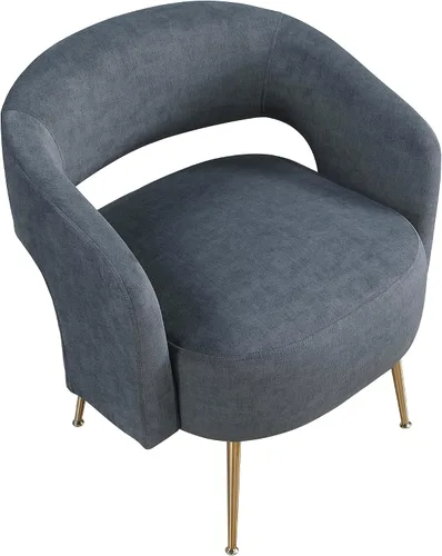 Miniatura 8 de Lexicon Mid-Century - Silla decorativa de terciopelo moderna con respaldo abierto, patas de metal dorado, sillón curvado tapizado para sala