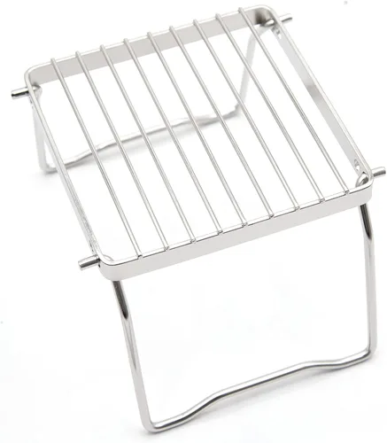 Saihisday Parrilla plegable para fogata, parrilla portátil para acampar con patas plegables, rejilla de acero inoxidable 304 para estufa de gas con